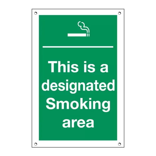 Mileta Exterior Sign 3mm Foamboard - This Is A Designated Smoking Area 20x30cm - pack size 1