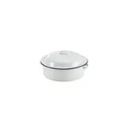 White Enamel Round Roaster With Lid 20 x 7cm - pack size 1