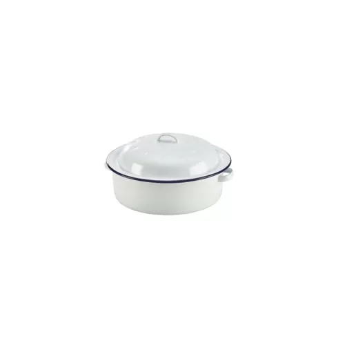 White Enamel Round Roaster With Lid 20 x 7cm - pack size 1