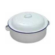 White Enamel Round Roaster With Lid 26 x 7cm - pack size 1