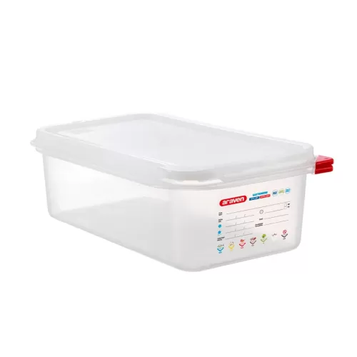 Araven Polypropylene Airtight Container Gastronorm 1/3 4ltr With ColourClips and Label - pack size 1