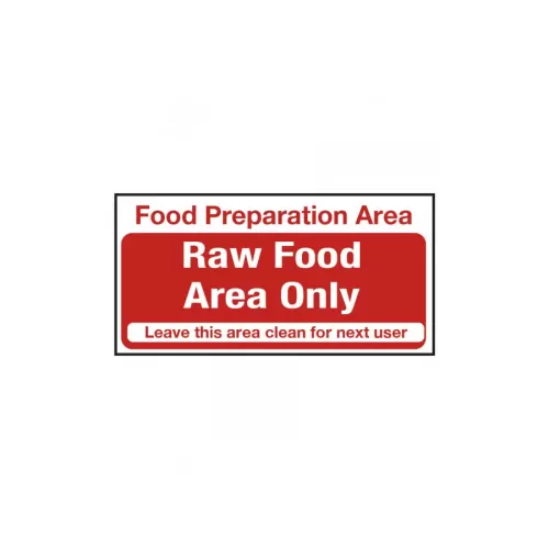 Mileta Kitchen Food Safety Sign - Food Preparation Area Raw Food Only Vinyl Sign 100x200mm - pack size 1