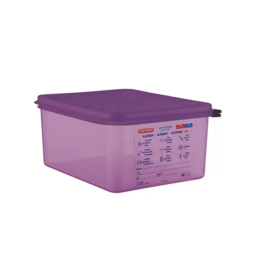 Araven Allergen Airtight Container Gastronorm 1/2 x 150mm Purple Polypropylene With ColourClips and Label - pack size 1