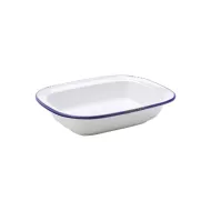 Utopia Avebury Blue Stoneware White Rectangular Pie Dish 24cm 9.5 Inch - pack size 6