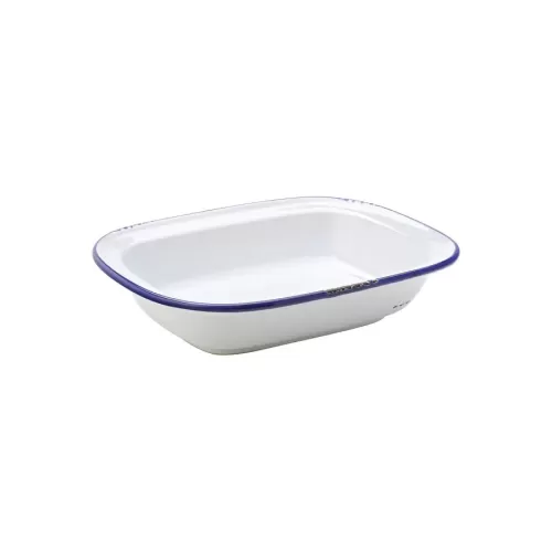 Utopia Avebury Blue Stoneware White Rectangular Pie Dish 24cm 9.5 Inch - pack size 6