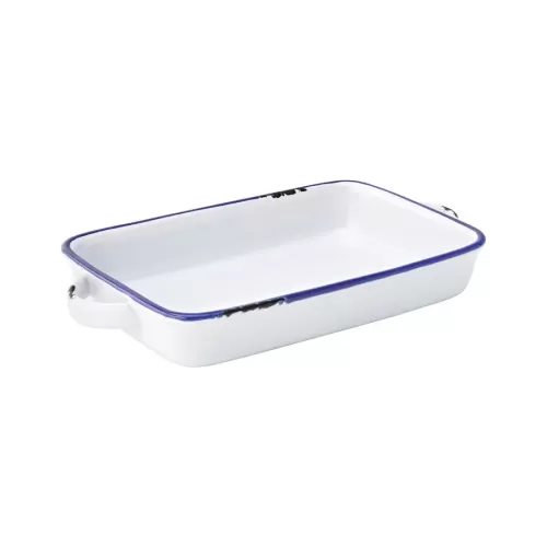 Utopia Avebury Blue Stoneware White Rectangular Dish 22cm 8.5 Inch - pack size 12