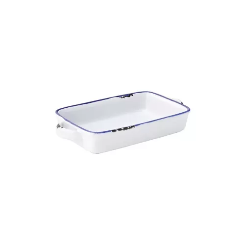 Utopia Avebury Blue Stoneware White Rectangular Dish 17.5cm - pack size 12