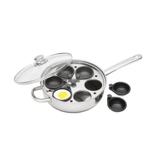 KitchenCraft Stainless Steel Six Hole Egg Poacher 28cm - pack size 1