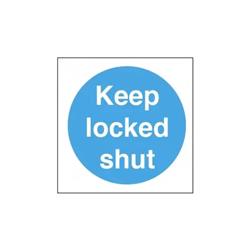 Mileta Information Sign - Keep Locked Shut Self Adhesive Vinyl Sign 100x100mm - pack size 1