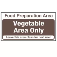 Mileta Kitchen Food Safety Sign - Food Preparation Area for Vegetables Vinyl Sticker - pack size 1