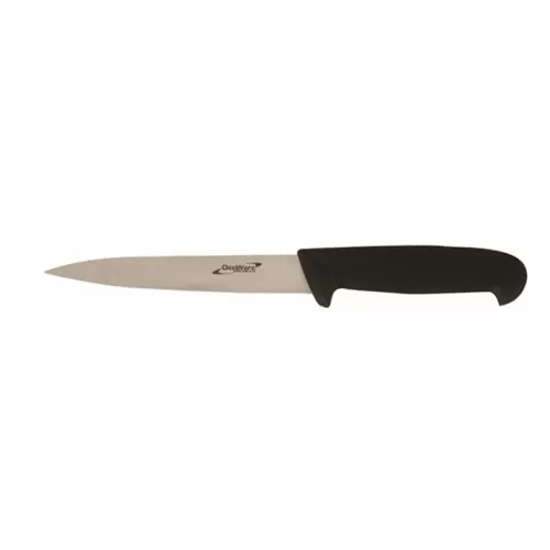Genware Flexible Filleting Knife 6in Steel Blade Black Handle - pack size 1