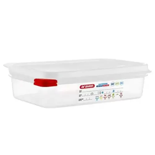 Araven ColourClip Airtight Container With Label Gastronorm 1/4 1.8L - pack size 1
