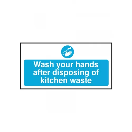 Mileta Wash Hands After Disposing of Kitchen Waste Sign 100 x 200mm - pack size 1