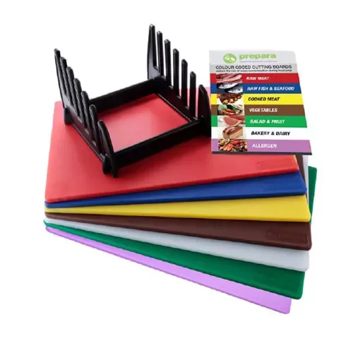 Prepara Set of 7 Chopping Boards with Rack and Wall Chart - pack size 1