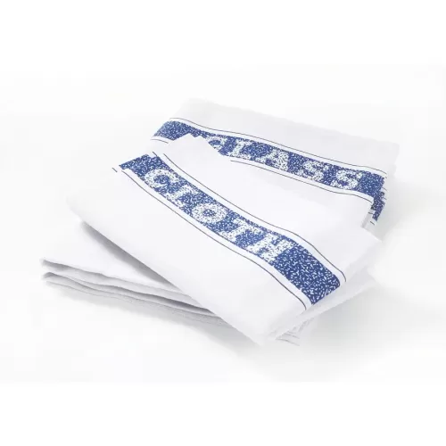 Robert Scott 100% Cotton Tea/Glass Cloth White With Coloured Border 20in x 30in - pack size 1