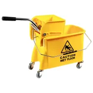 Robert Scott Mop Bucket & Wringer Yellow Plastic With Castors 20ltr 27x73x61cm - pack size 1
