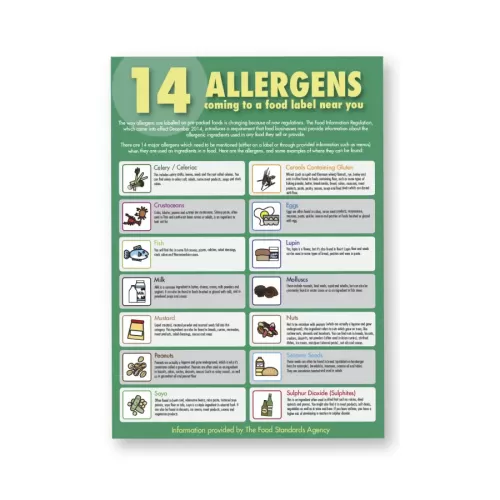 Mileta Safety Sign - 14 Allergens A3 Vinyl Sticker 297x420mm - pack size 1