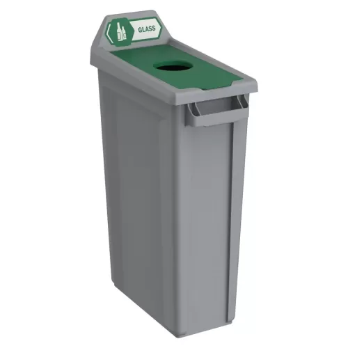 Trust Recycling Station 1 Stream Glass Grey HDPE 87ltr 50.7x27.2x89.9cm - pack size 1