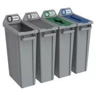 Trust Recycling Station 4 Stream Landfill/General/Mix/Paper Grey HDPE 87ltr 50.7x109x89.9cm - pack size 1