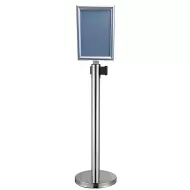 CED Barrier Post Silver With A4 Sign Holder - Black Belt 1420x320mm - pack size 1