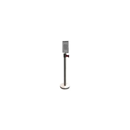CED Barrier Post Silver With A4 Sign Holder - Red Belt 1420x320mm - pack size 1