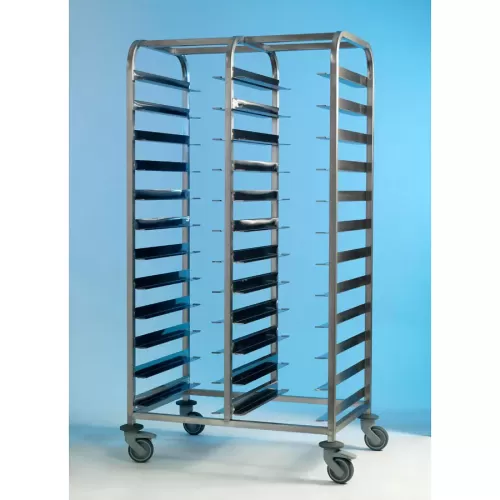Tray Clearing Trolley - 2 x 12 Tray - Stainless Steel Frame - pack size 1