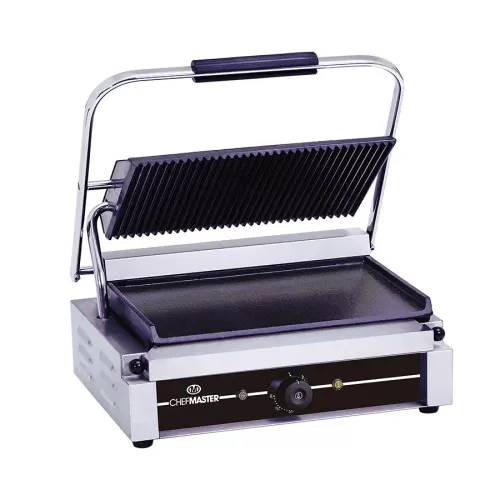 Chefmaster Contact Grill - Large Single - Ribbed top plate / Flat bottom plate - pack size 1