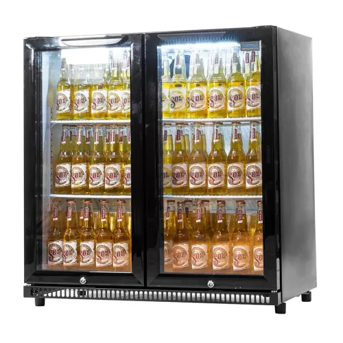 Arctica Bar & Display Bottle Cooler - 2 Hinged Doors - Black - pack size 1