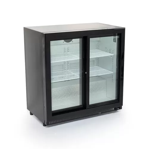 Arctica Bar & Display Bottle Cooler - 2 Sliding Doors - Black - pack size 1
