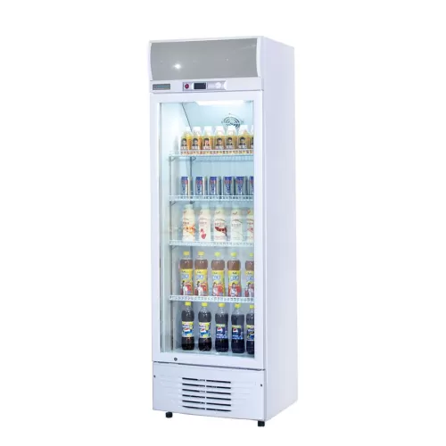 Arctica Bar & Display Upright Refrigerator with Glass Door & Illuminated Canopy - 238Ltr - White - pack size 1