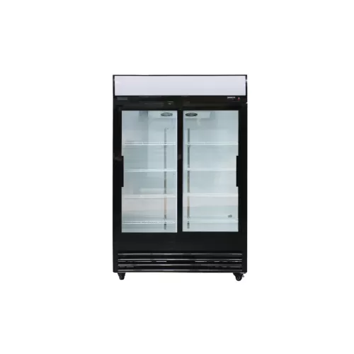 Arctica Bar & Display Upright Refrigerator with Glass Doors & Illuminated Canopy - 880Ltr - Black - pack size 1