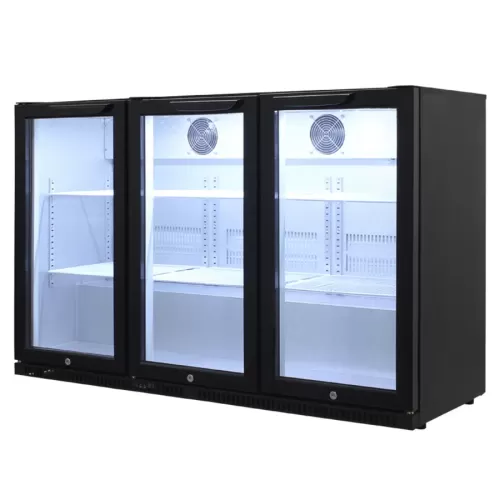 Arctica Bar & Display Bottle Cooler - 3 Hinged Doors - Black - pack size 1