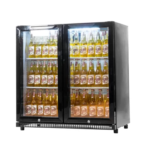 Arctica Bar & Display Bottle Cooler - 2 Hinged Doors - Black - Low Height - pack size 1