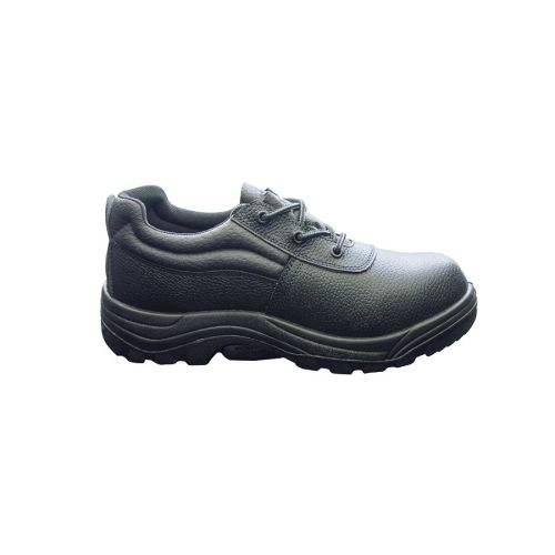 Unisex Black Leather Lace Up Safety Shoe