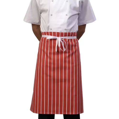 Red Butchers Stripe Waist Apron - pack size 1