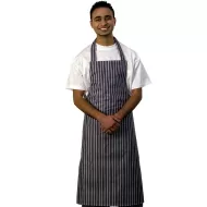 Nylon Blue White Stripe Bib Apron - pack size 1