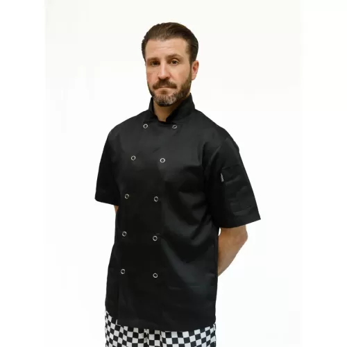 Brigade Black Unisex Polycotton Short Sleeve Stud Jacket