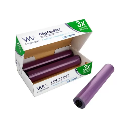 Wrapmaster® Cling Film (PVC) Refill Rolls 30cm x 300m x 3 - pack size 1