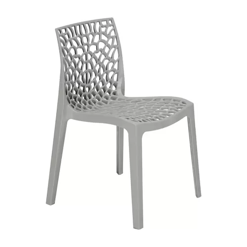 Tabilo Zest Polypropylene Glossy Finish Indoor And Outdoor Grey Stackable Chair - pack size 1