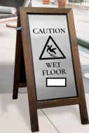 Wooden Wet Floor Sign - Brushed Silver